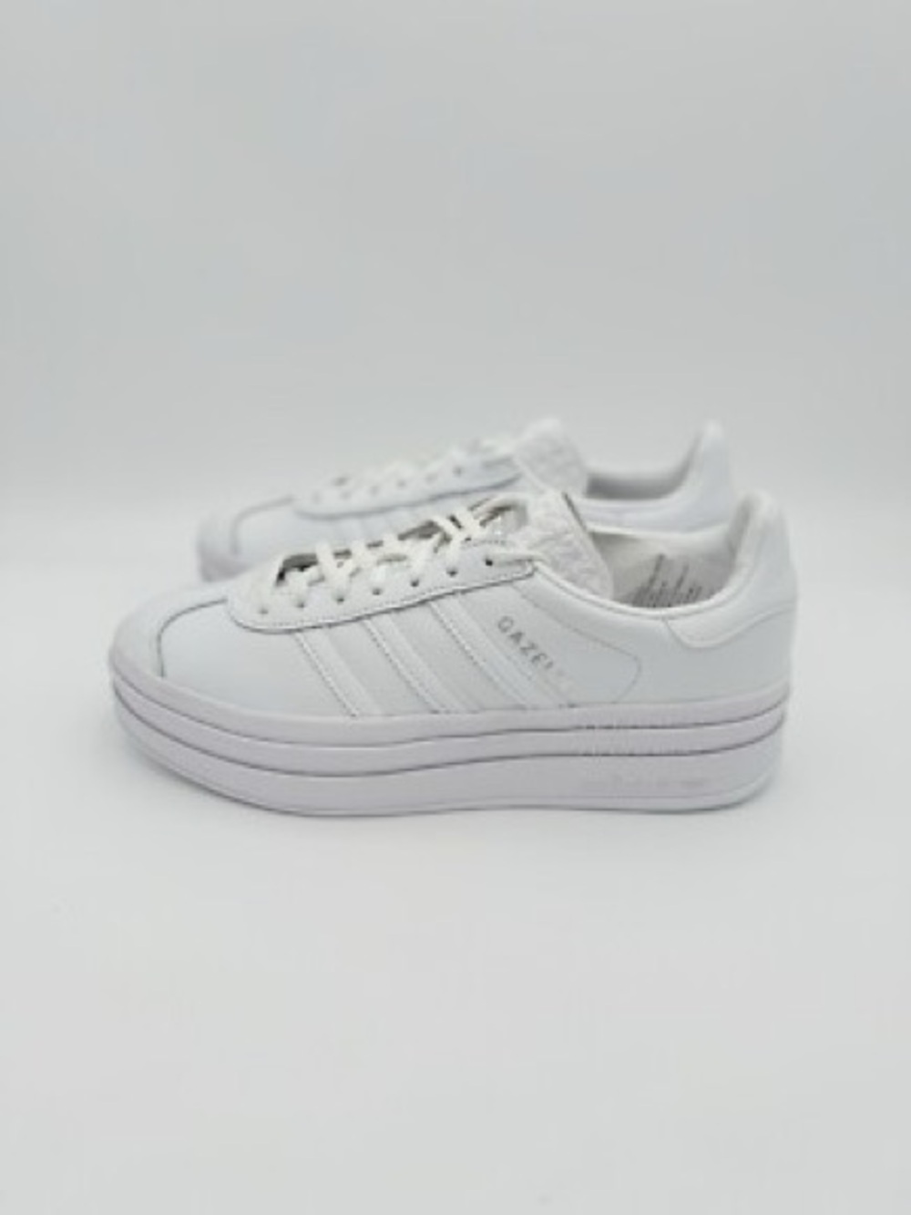 adidas White and Silver Gazelle Platform Women's Sneakers